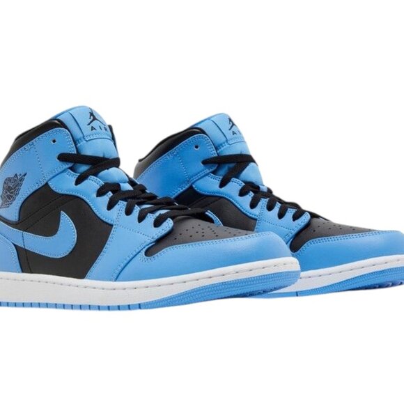 Air Jordan 1 Mid University Blue/Black Mens Retro Basketball Shoes DQ8426 401 - Picture 5 of 7